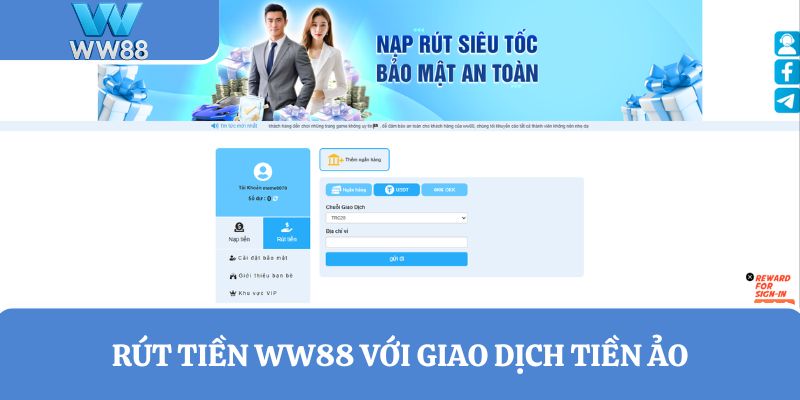 Rút tiền WW88 với giao dịch tiền ảo