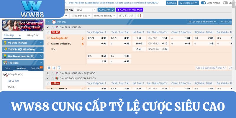 Tỷ lệ cược hiện đang đứng top đầu thị trường